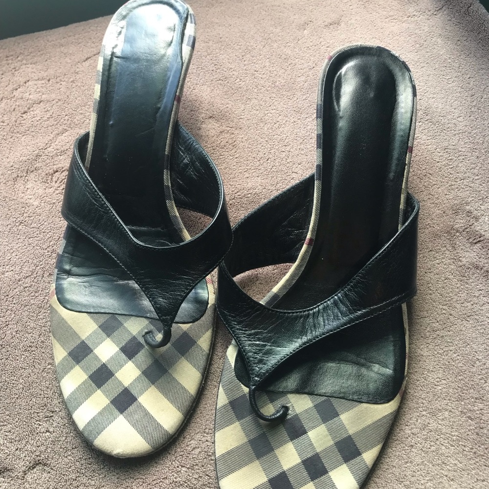 Burberry nova check kitten heel sandals